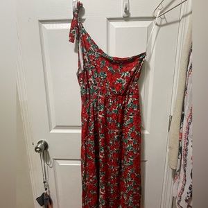 ECOWISH Womens Boho Dress One Shoulder Floral Maxi Dress Elegant Cocktail